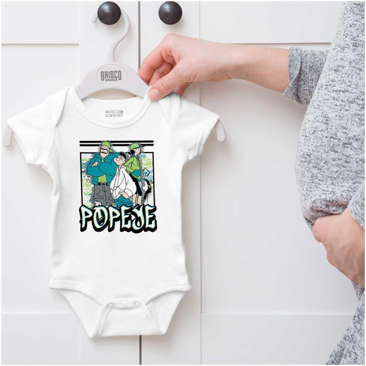 image:imageUrban Popeye Bluto Olive Oyl Cartoons Baby Romper Boys or GirlsWhite
