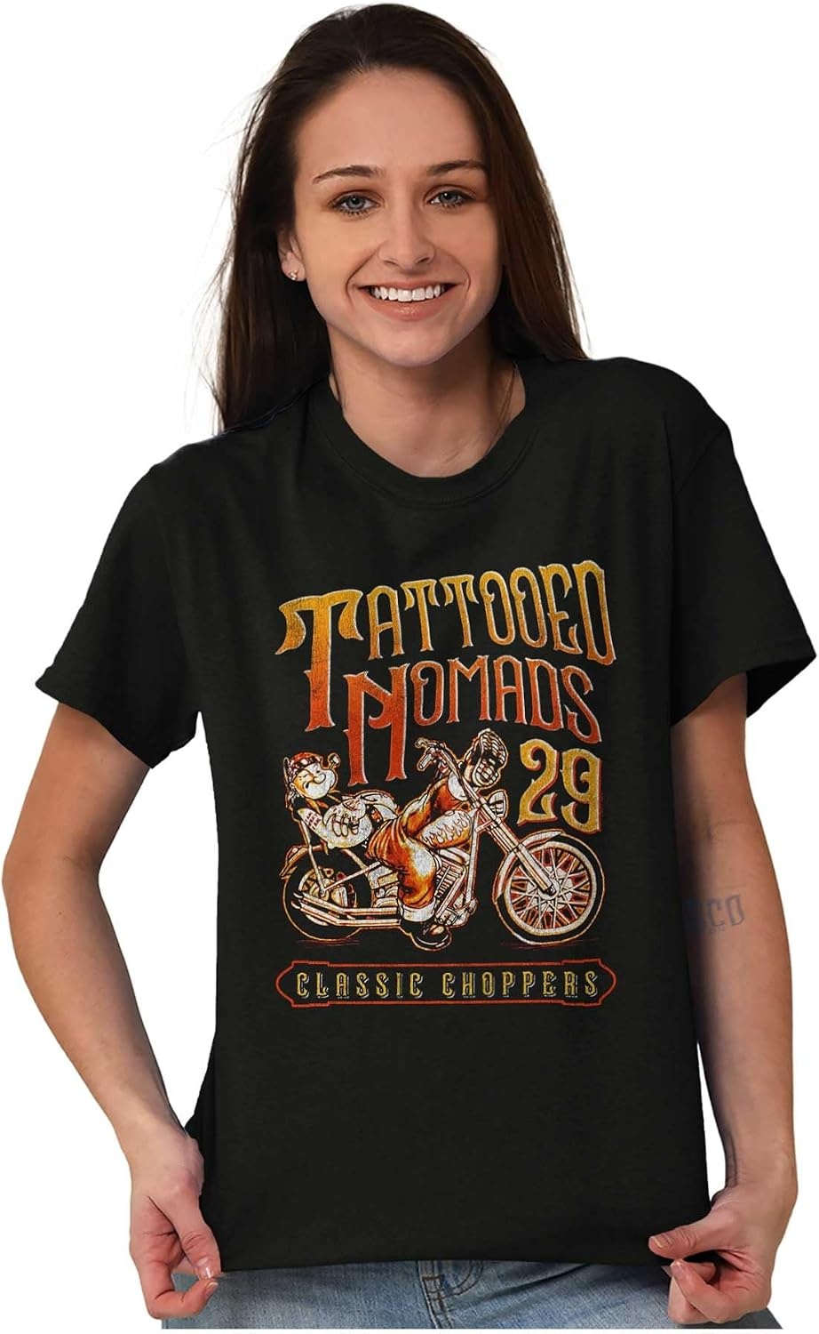 image:imageVintage Popeye Biker Classic Choppers Graphic T Shirt Men or WomenBlack Tattooed Nomads