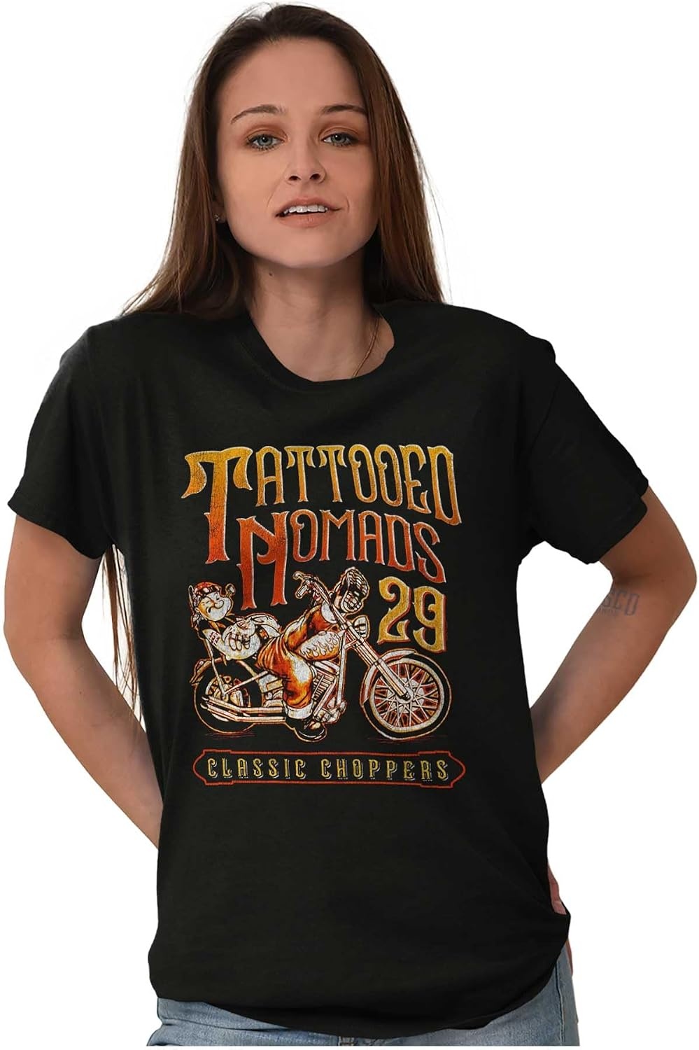 image:imageVintage Popeye Biker Classic Choppers Graphic T Shirt Men or WomenBlack Tattooed Nomads