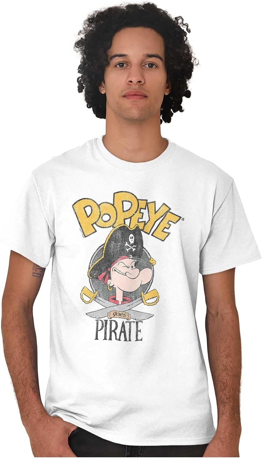 image:imageVintage Retro Popeye Goes Pirate Graphic T Shirt Men or WomenWhite