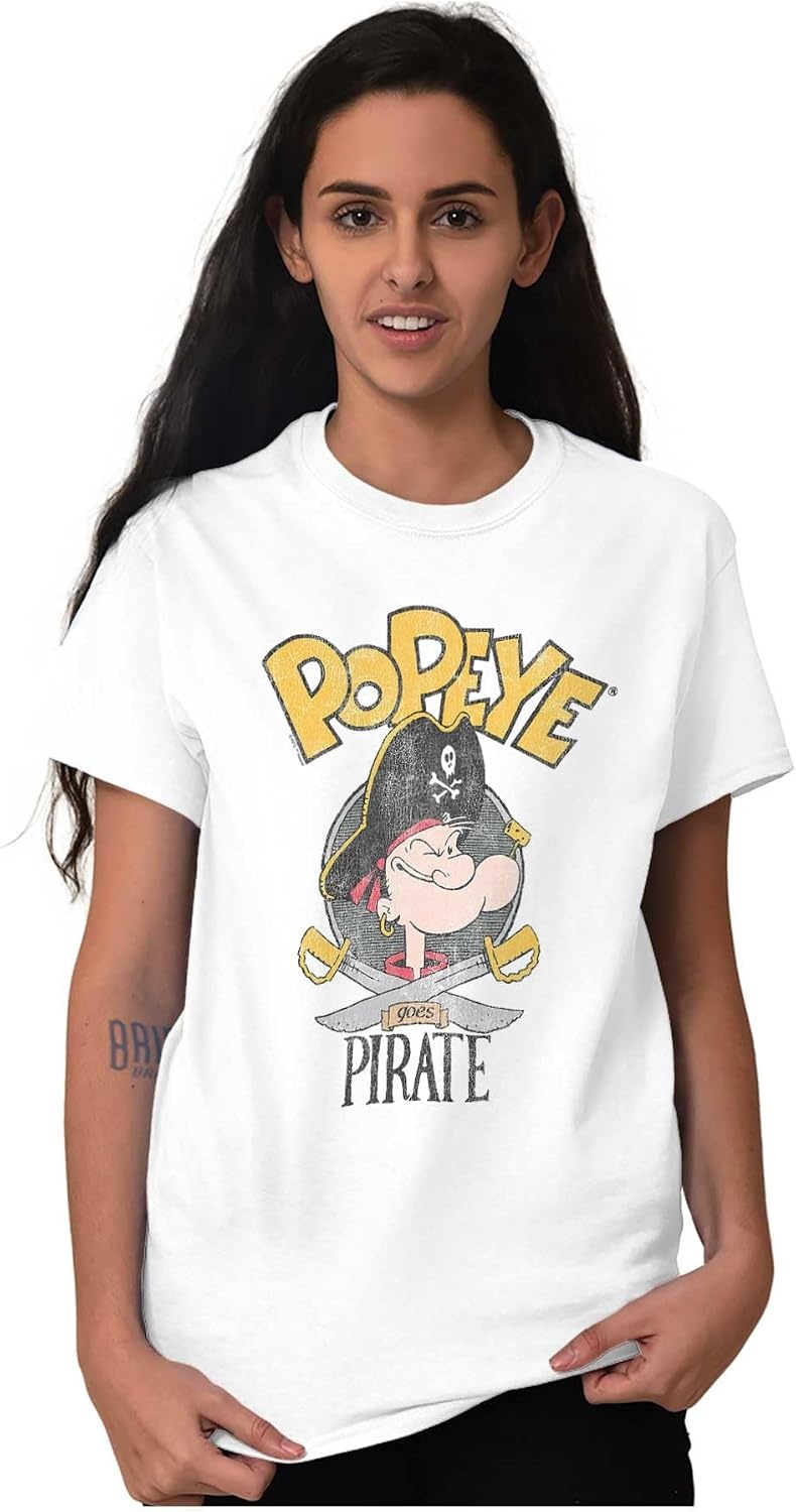 image:imageVintage Retro Popeye Goes Pirate Graphic T Shirt Men or WomenWhite