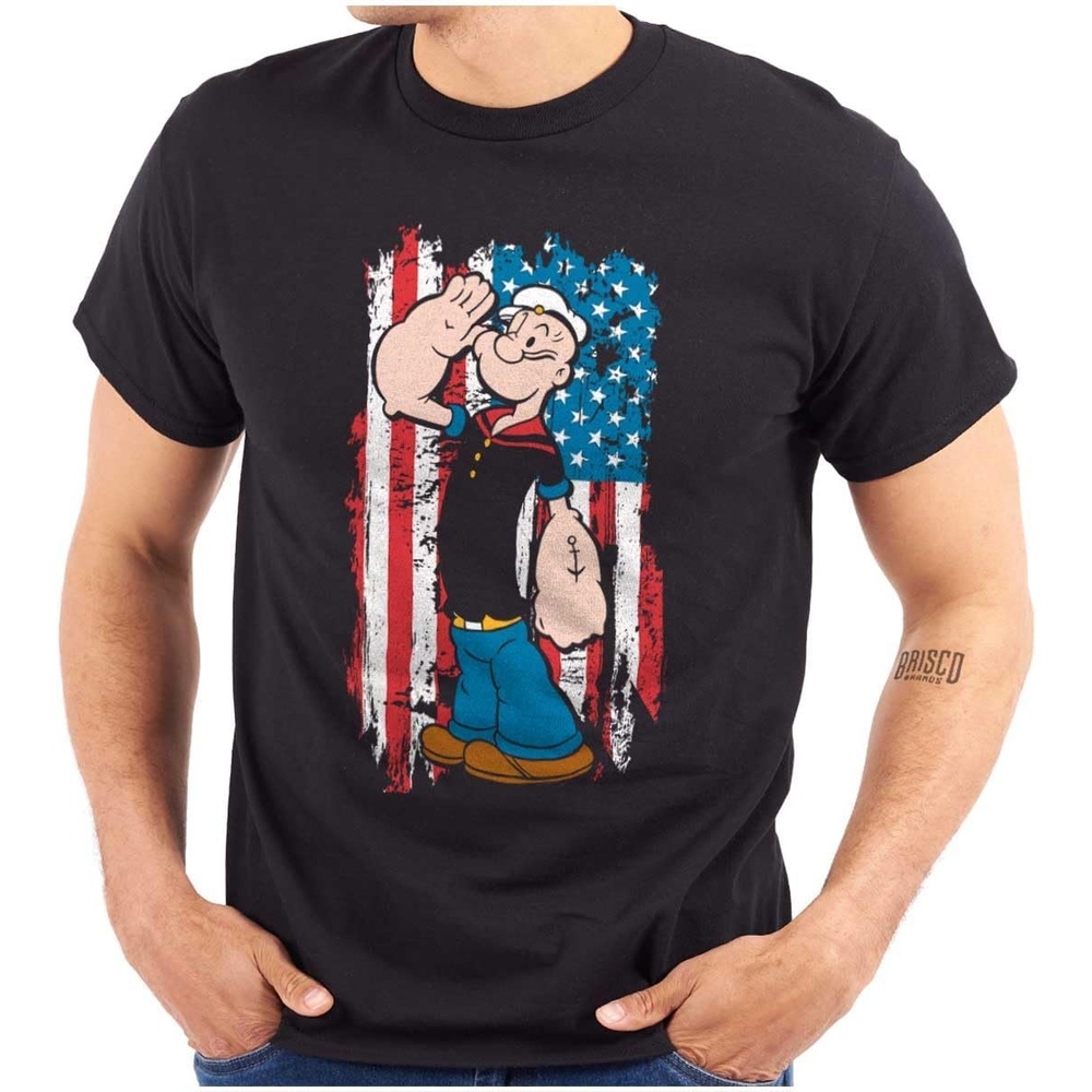 image:imageBrisco Brands Patriotic Popeye Salute America Graphic T Shirt Men or WomenBlack