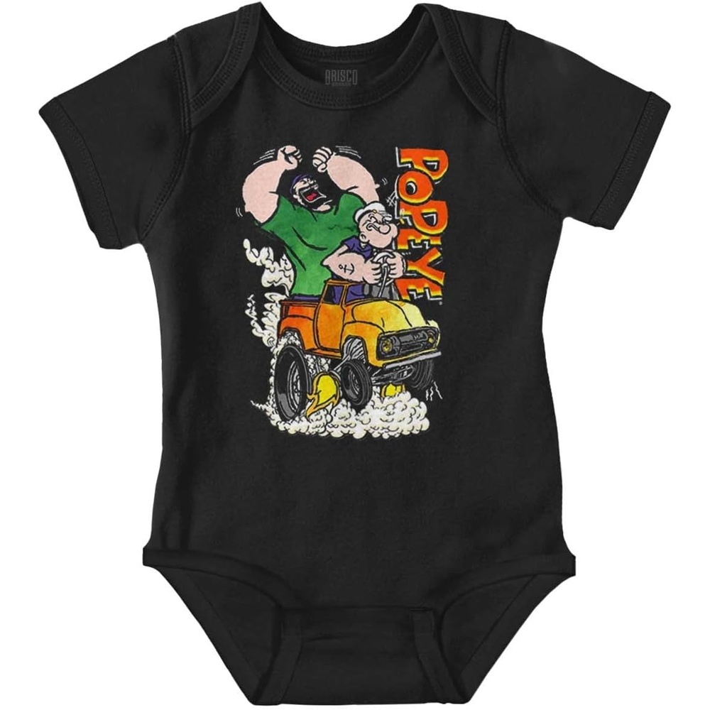 image:imageBrisco Brands Popeye Bluto Monster Truck Chaos Baby Romper Boys or GirlsBlack