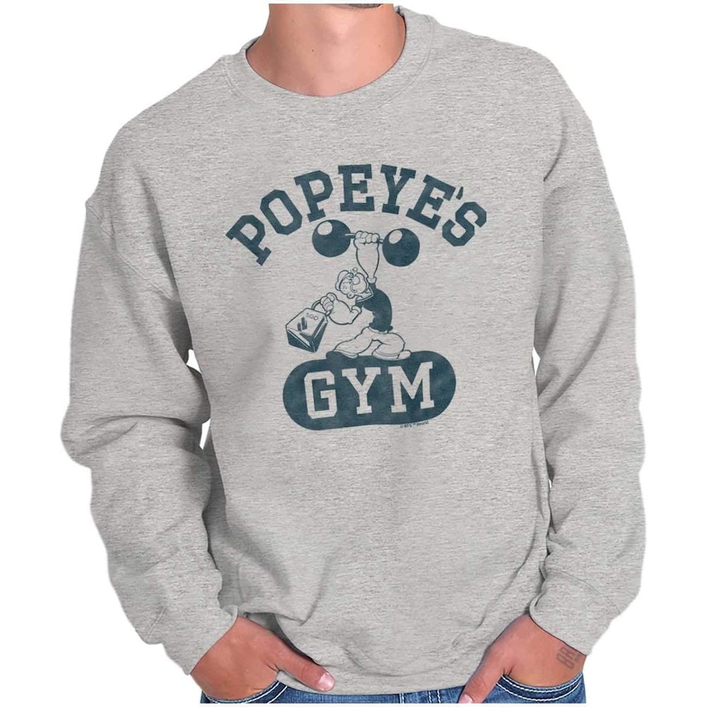 image:imageBrisco Brands Popeye Body Builder Gym Workout Cool Sweatshirt for Men or WomenSport Grey