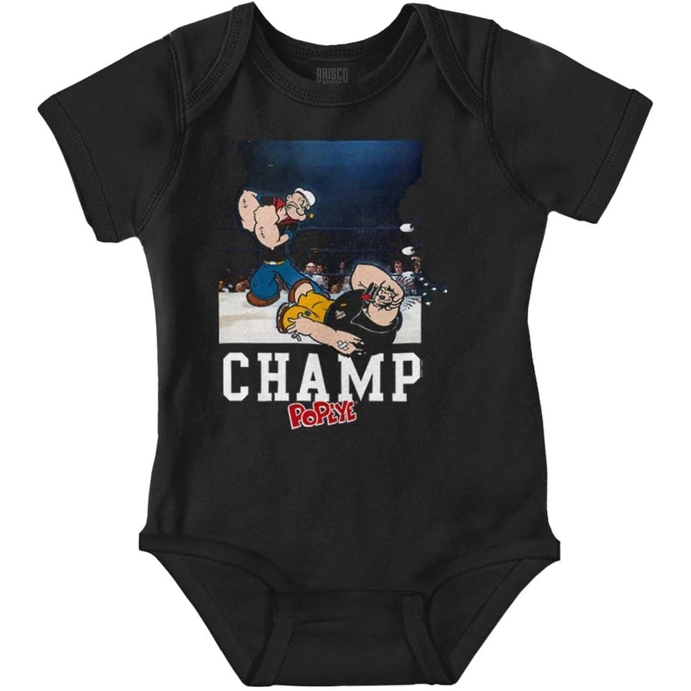 image:imageBrisco Brands Popeye Boxing Championship Photo Baby Romper Boys or GirlsBlack