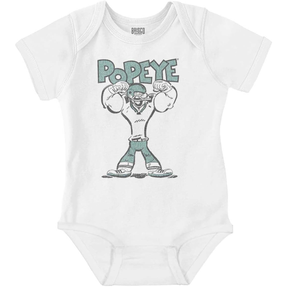 image:imageBrisco Brands Popeye Football Champion Athlete Baby Romper Boys or GirlsWhite
