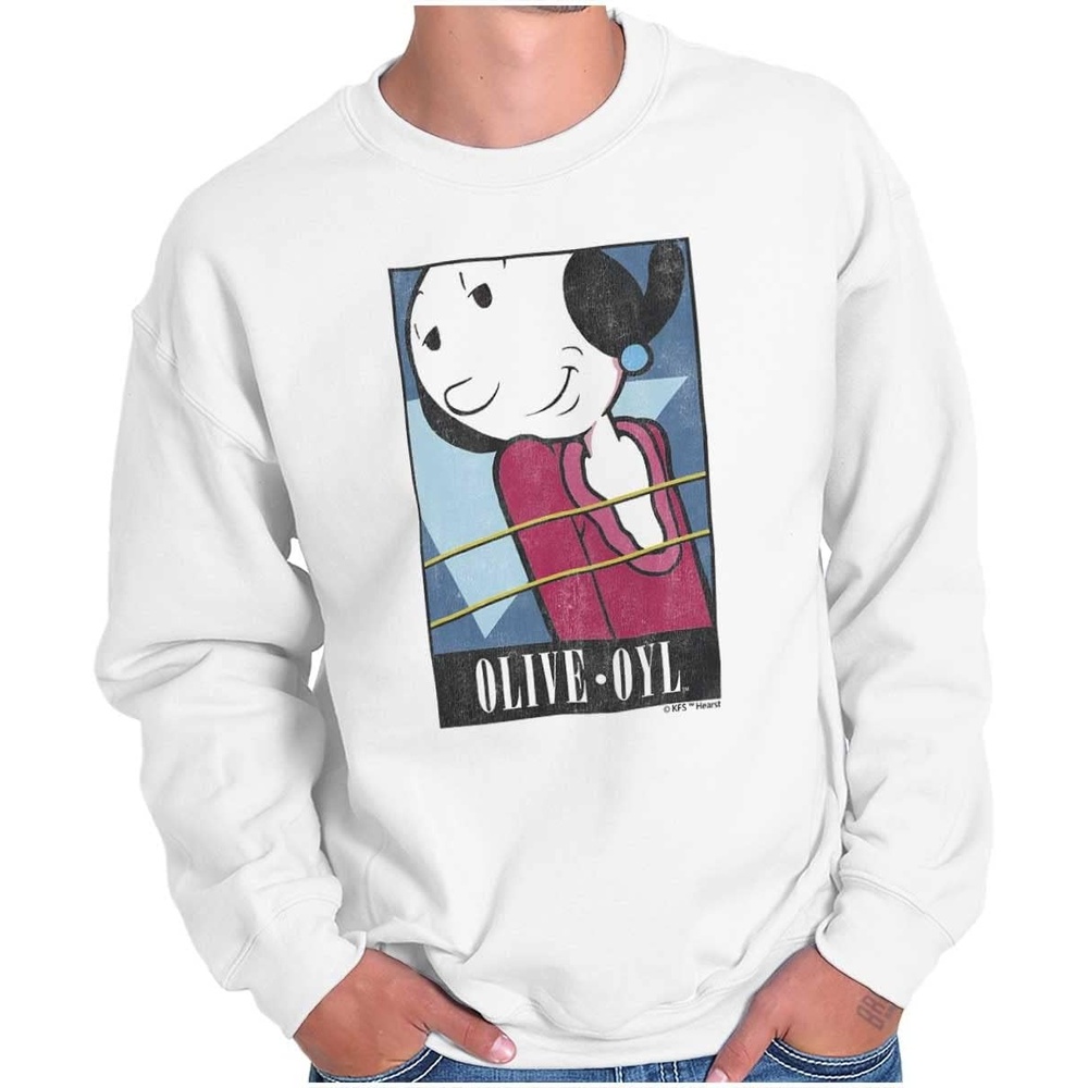 image:imageBrisco Brands Popeye Olive Oyl Adorable Classic Women Crewneck SweatshirtWhite