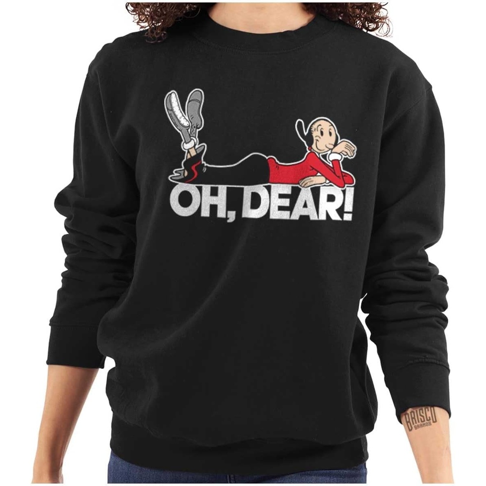image:imageBrisco Brands Popeye Olive Oyl Oh Dear Quote Women Crewneck SweatshirtBlack