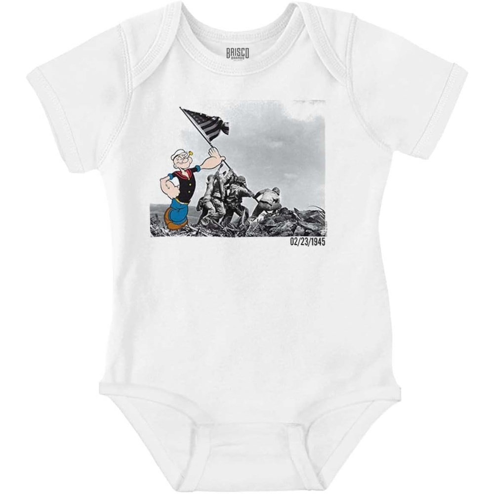 image:imageBrisco Brands Popeye Raising the American Flag Baby Romper Boys or GirlsWhite