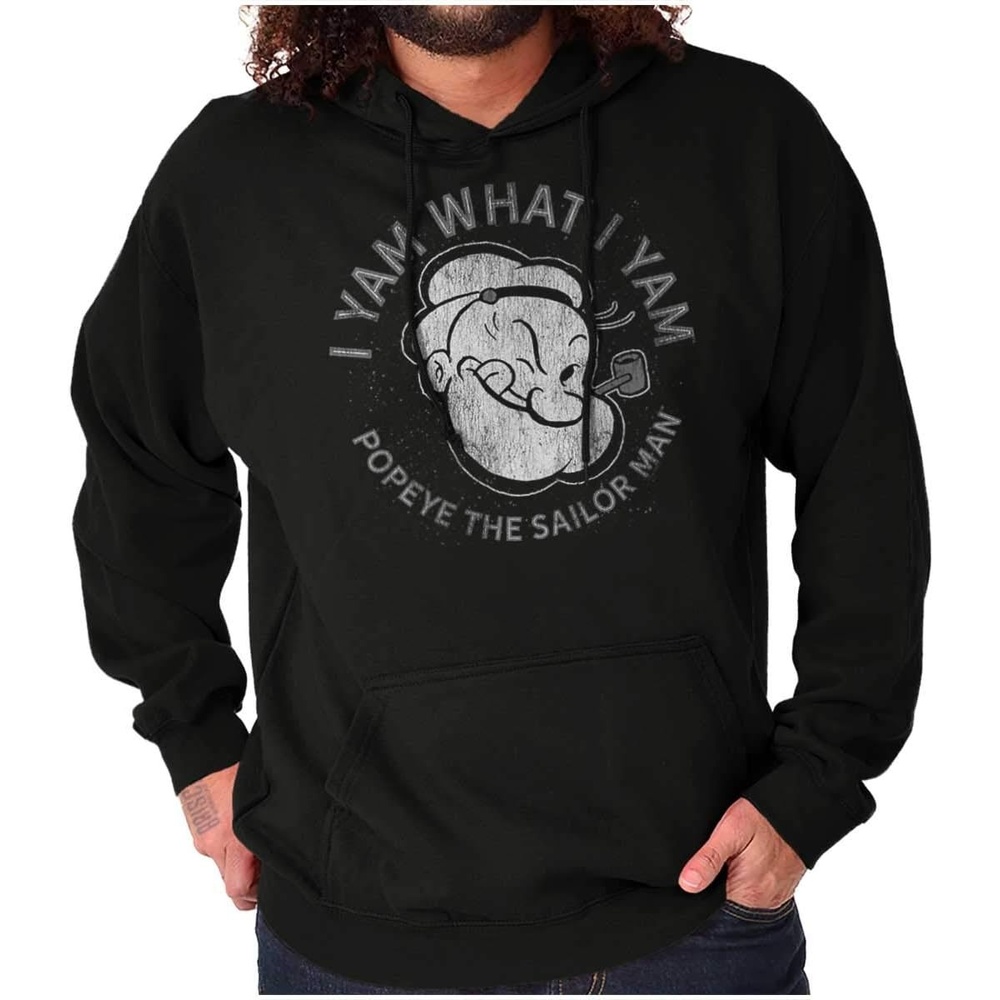 image:imageBrisco Brands Popeye Sailor Man Quote What I Yam Hoodie Sweatshirt Women MenBlack