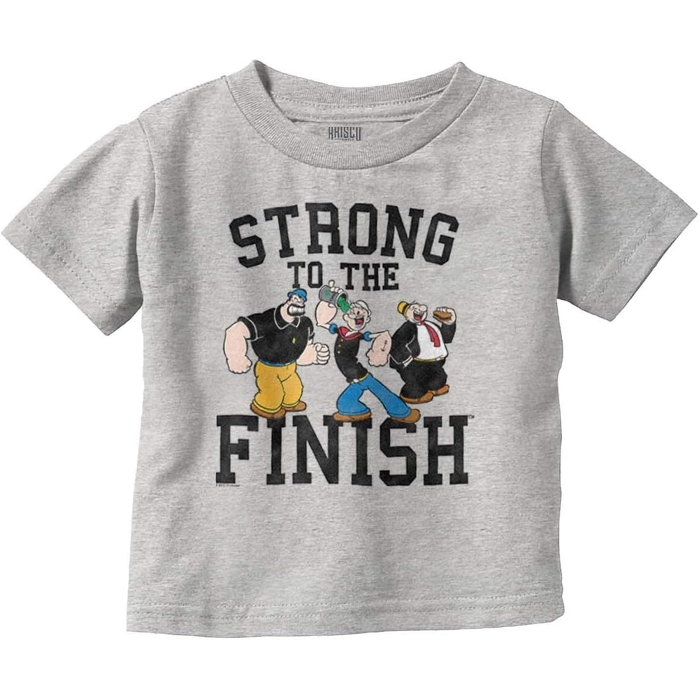 image:imageBrisco Brands Popeye and Crew Strong to The Finish Toddler Boy Girl T ShirtHeather