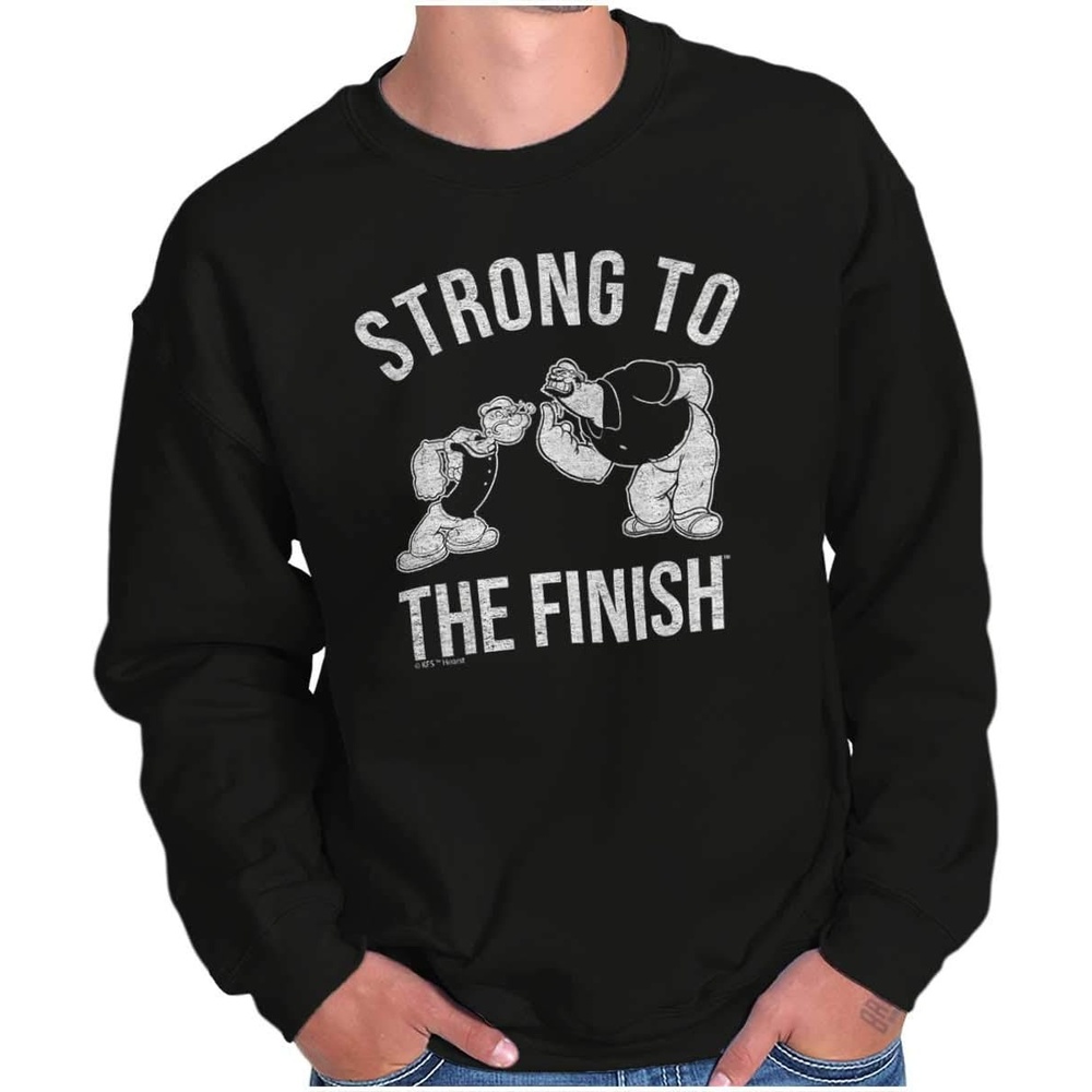 image:imageBrisco Brands Strong To The Finish Popeye Bluto Mens Crewneck SweatshirtBlack