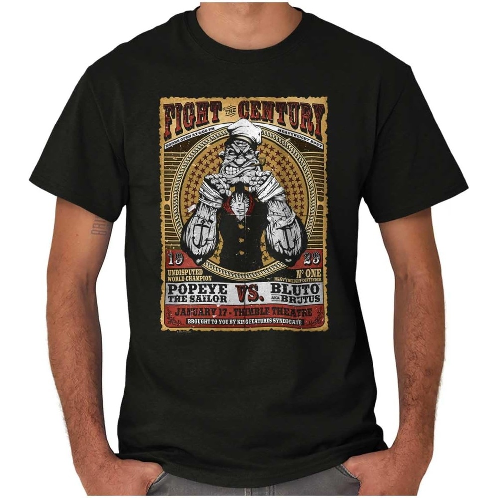 image:imagePopeye Boxing Champion Fight Poster Graphic T Shirt Men or WomenBlack  Fight of the Century