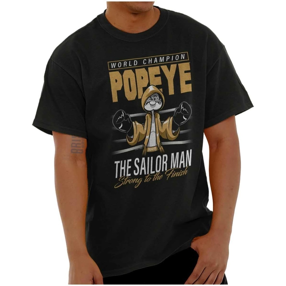 image:imagePopeye Boxing Champion Fight Poster Graphic T Shirt Men or WomenBlack  Strong to the Finish