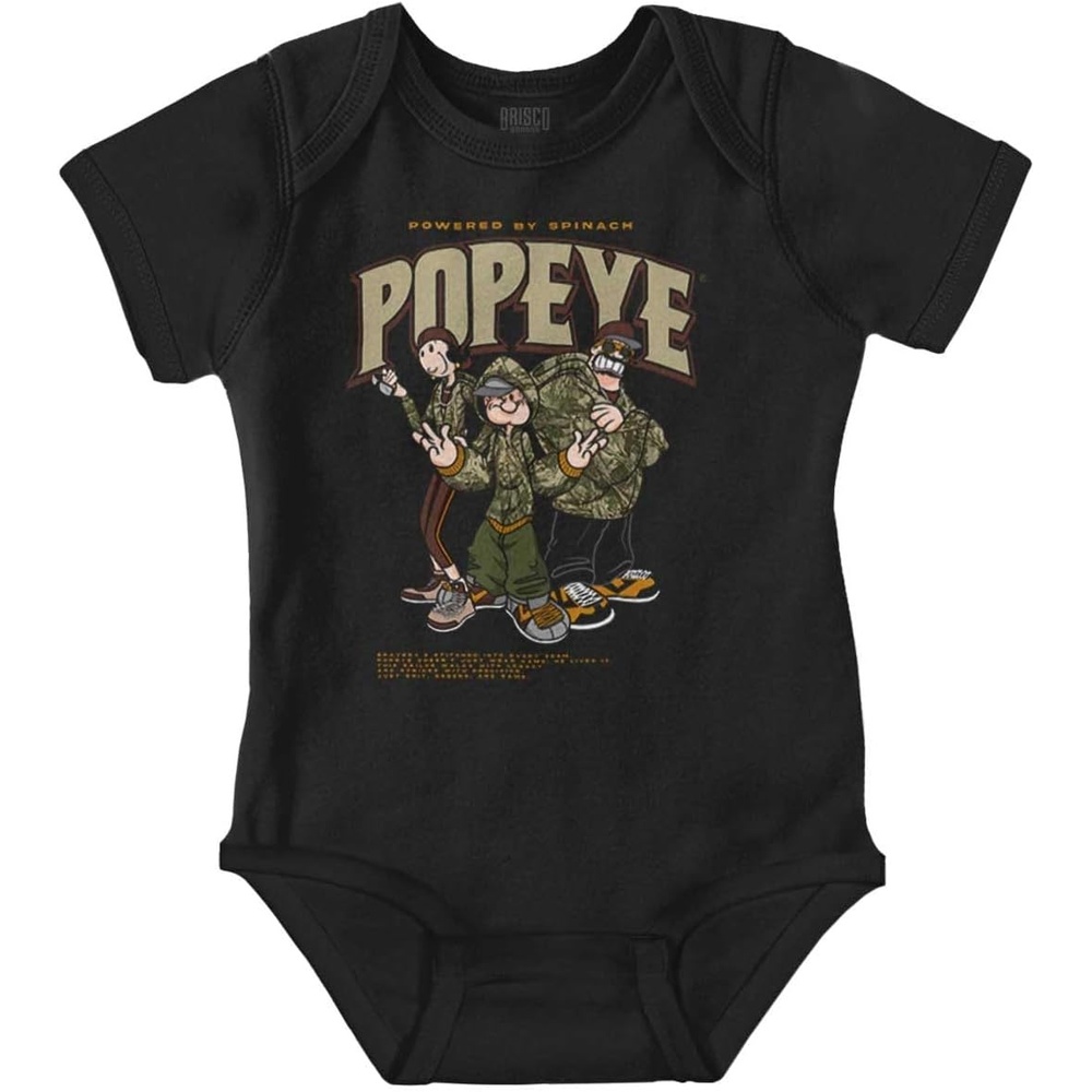 image:imagePopeye Camouflage Cartoon Characters Baby Romper Boys or GirlsBlack