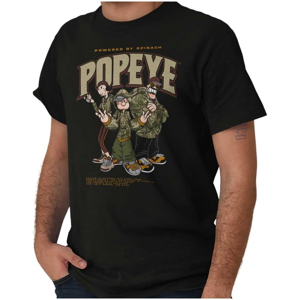 image:imagePopeye Camouflage Cartoon Characters Graphic T Shirt Men or WomenBlack