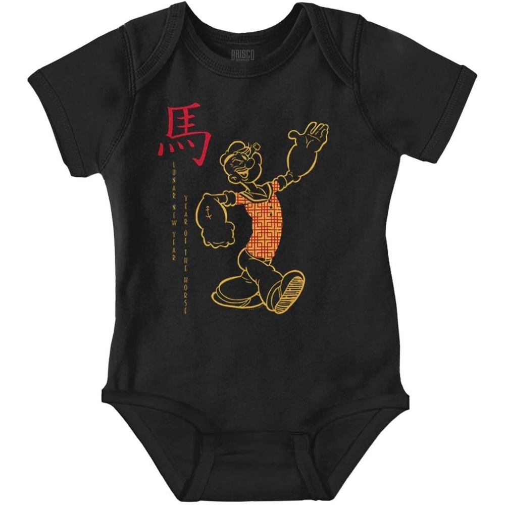 image:imagePopeye Chinese Lunar New Year Cartoon Baby Romper Boys or GirlsBlack