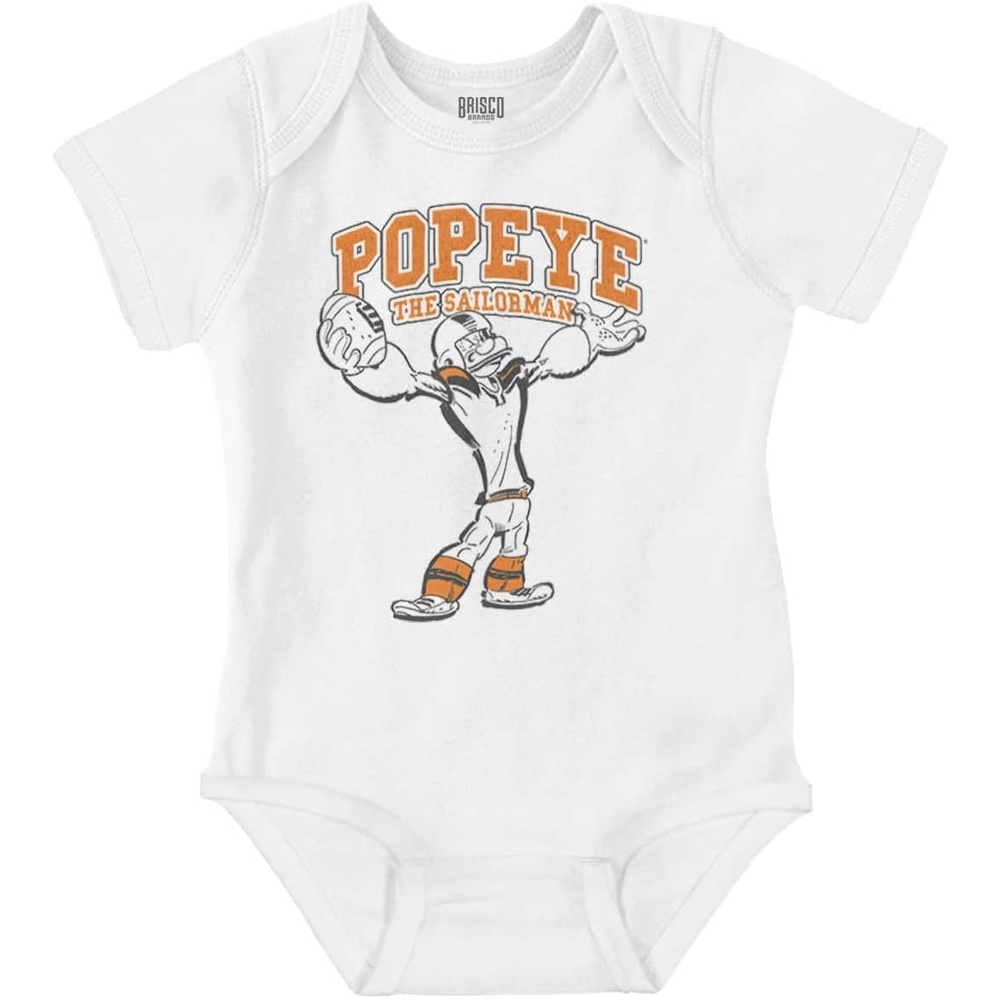 image:imagePopeye Football Player Sports Athlete Baby Romper Boys or GirlsWhite