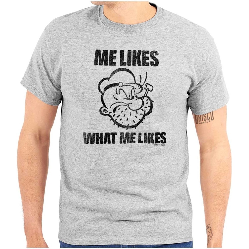 image:imagePopeye Quote What Me Likes Graphic T Shirt Men or WomenSport Grey