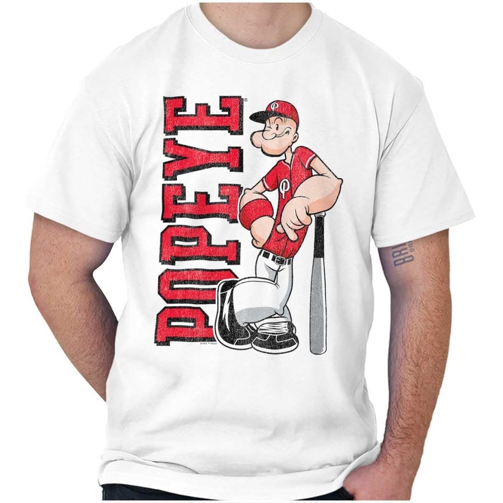 image:imagePopeye Sports Team Baseball Player Game Day Graphic T Shirt Men or WomenWhite Baseball Player