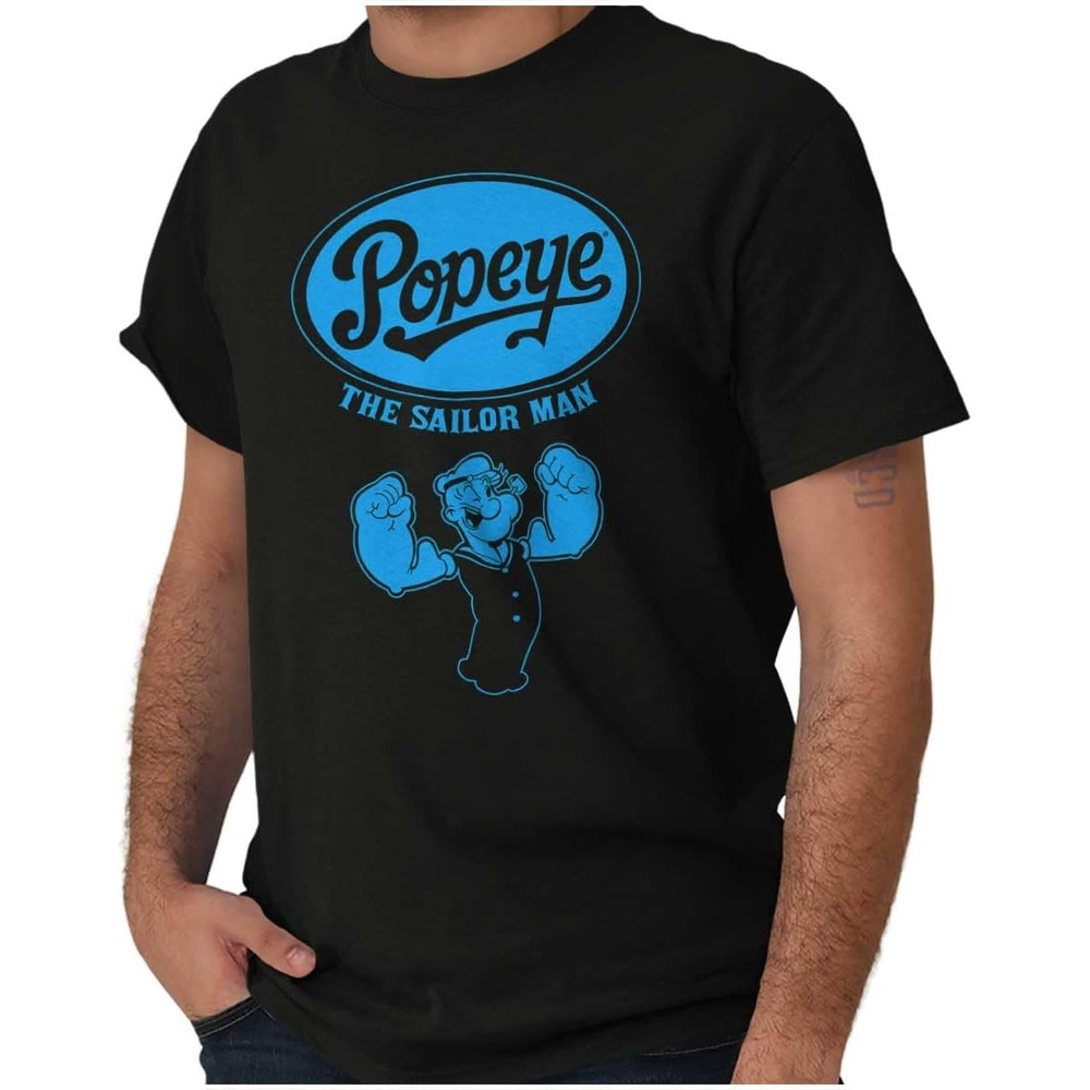 image:imagePopeye The Sailorman Cartoon Muscle Graphic T Shirt Men or WomenBlack