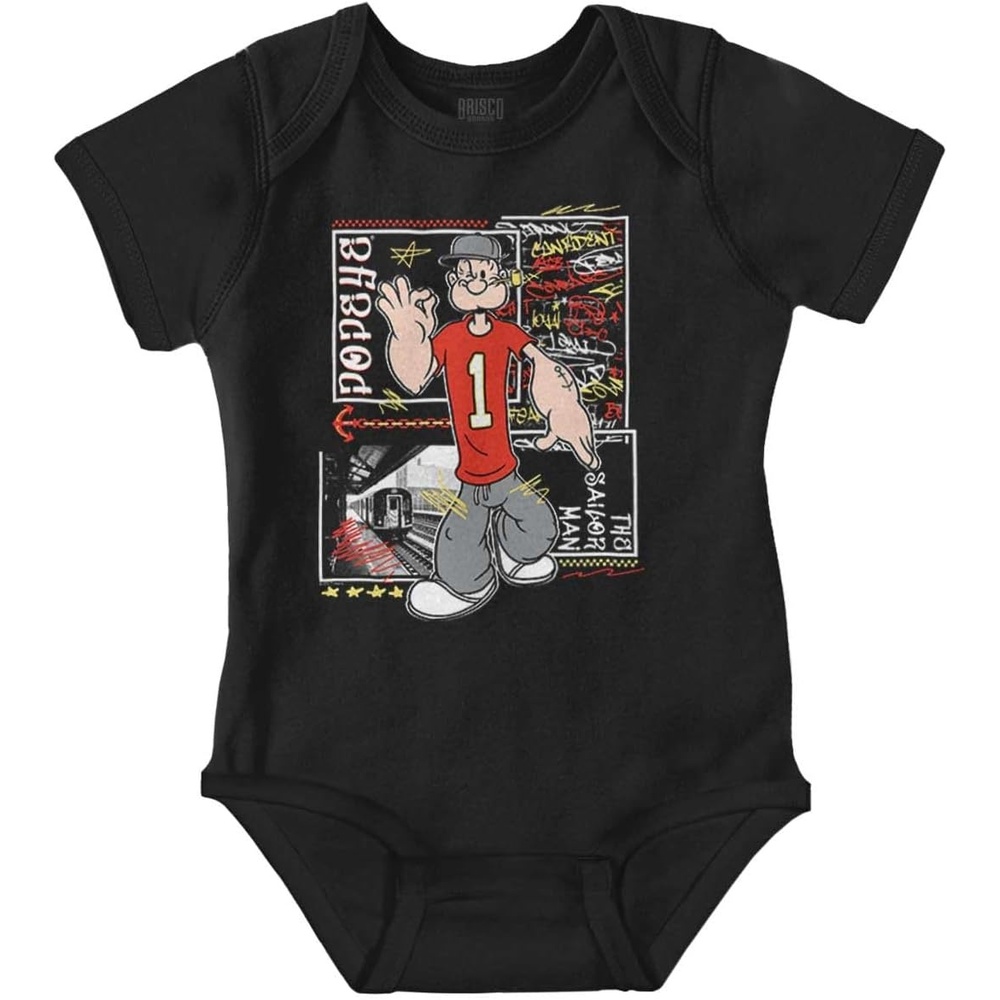 image:imagePopeye Urban Train Station Streetwear Baby Romper Boys or GirlsBlack