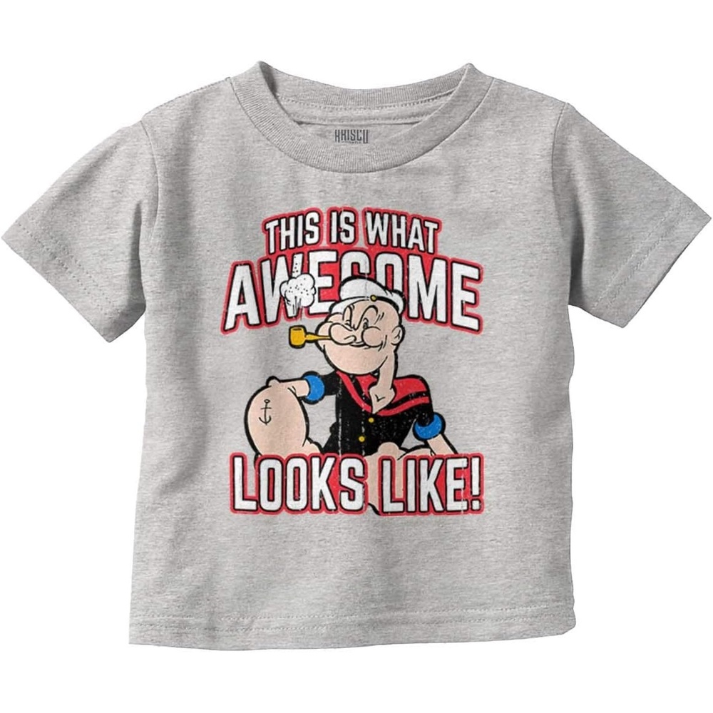 image:imagePopeye What Awesome Looks Like Cool Toddler Boy Girl T ShirtHeather