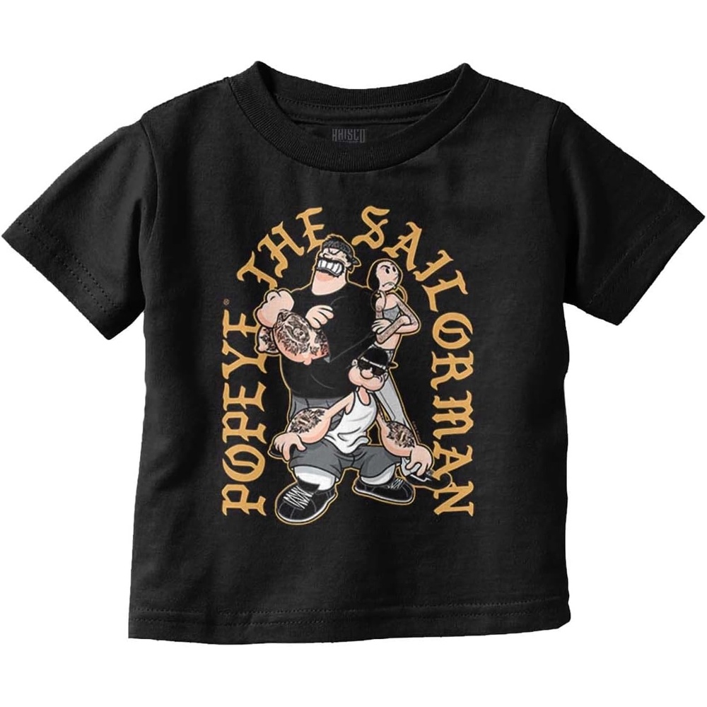 image:imagePopeye and Friends Urban Cholo LA West Coast Toddler Baby Graphic T ShirtBlack Friends With Attitude