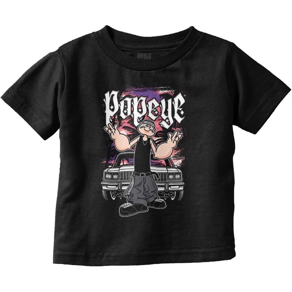 image:imagePopeye and Friends Urban Cholo LA West Coast Toddler Baby Graphic T ShirtBlack Low Rider Car