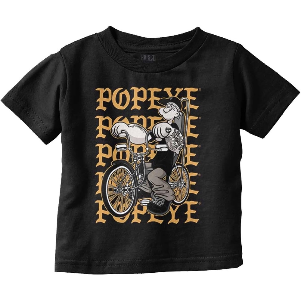 image:imagePopeye and Friends Urban Cholo LA West Coast Toddler Baby Graphic T ShirtBlack Urban Biker