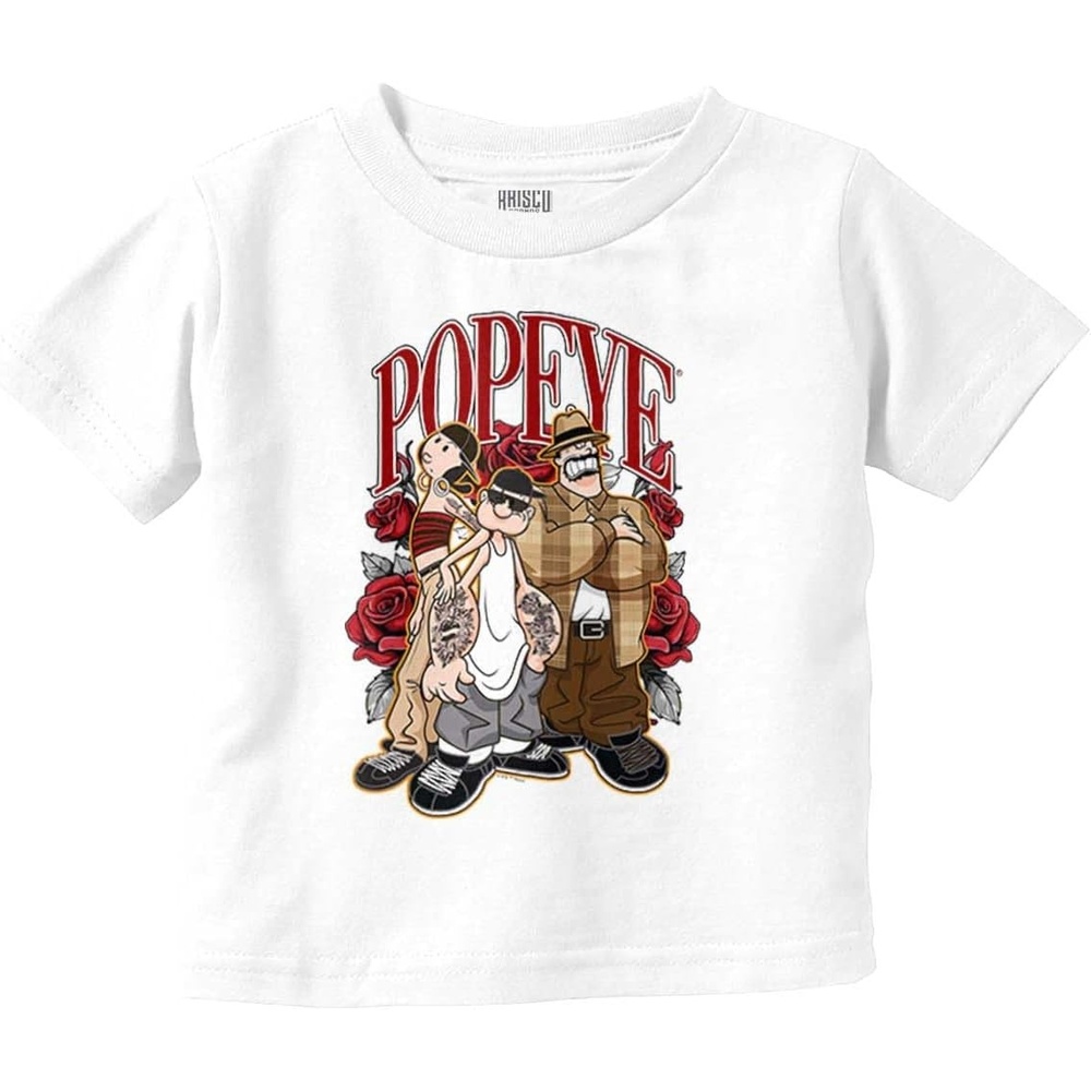 image:imagePopeye and Friends Urban Cholo LA West Coast Toddler Baby Graphic T ShirtWhite Rose Gang