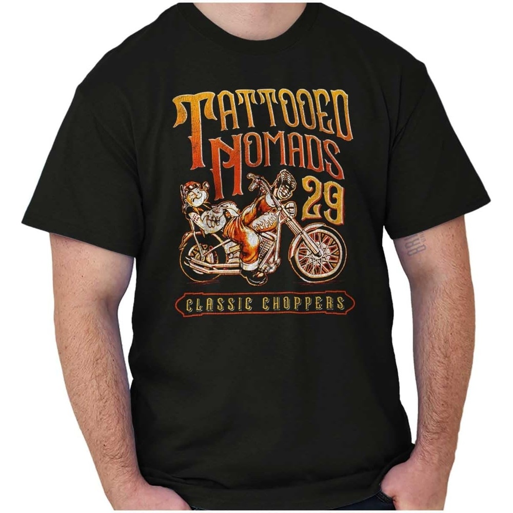 image:imageVintage Popeye Biker Classic Choppers Graphic T Shirt Men or WomenBlack  Tattooed Nomads