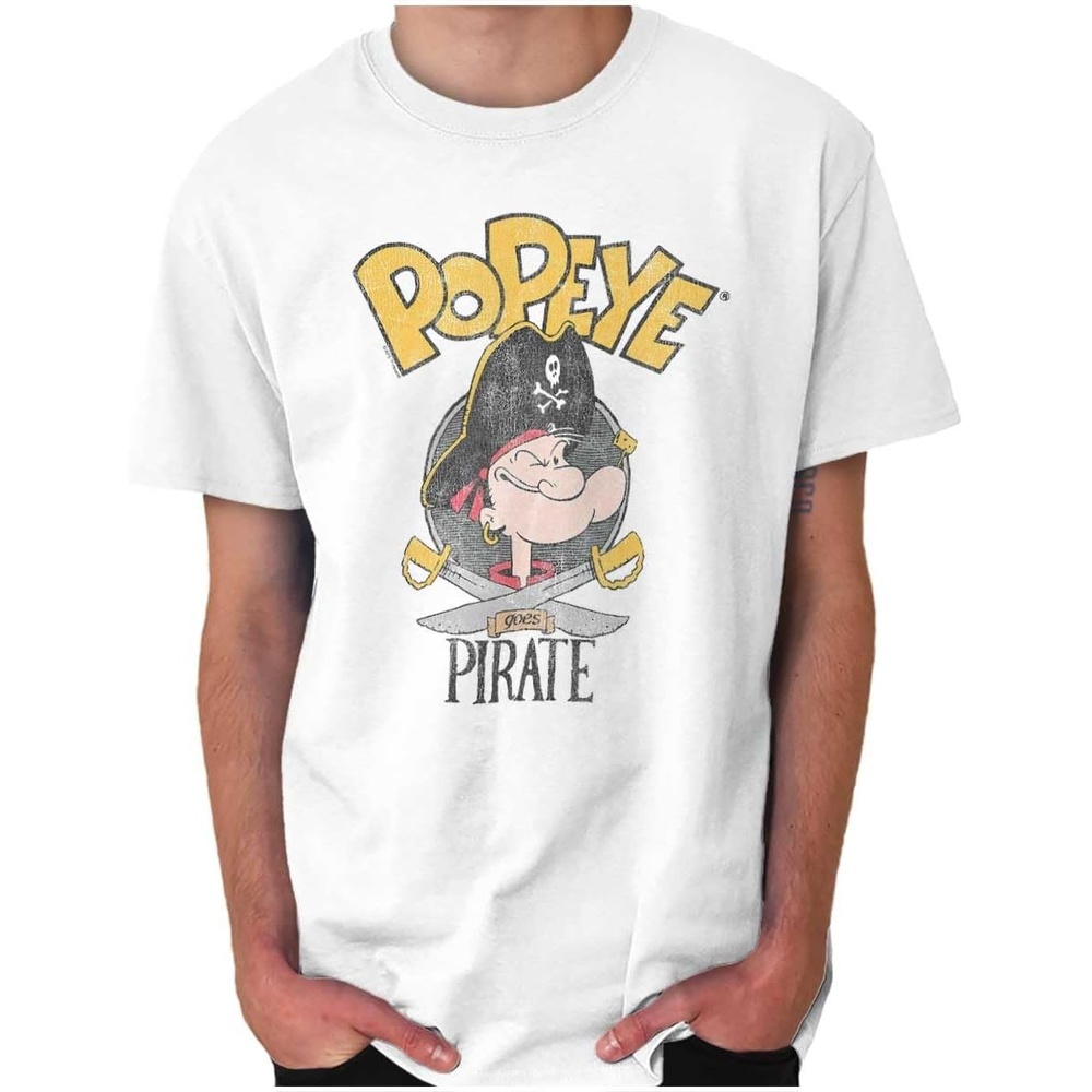 image:imageVintage Retro Popeye Goes Pirate Graphic T Shirt Men or WomenWhite