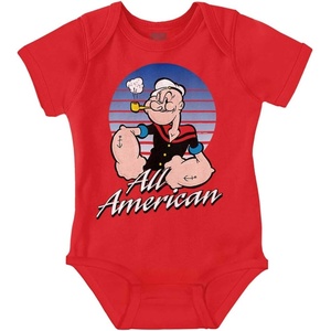Brisco Brands All American Popeye The Sailor Man Baby Romper Boys or Girls(Red)