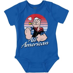Brisco Brands All American Popeye The Sailor Man Baby Romper Boys or Girls(Royal)