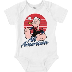 Brisco Brands All American Popeye The Sailor Man Baby Romper Boys or Girls(White)