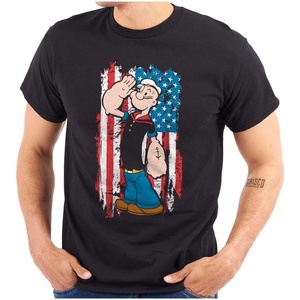 Brisco Brands Patriotic Popeye Salute America Graphic T Shirt Men or Women(Black)