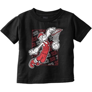Brisco Brands Popeye Basketball Dunk Cartoon Toddler Baby Boy T Shirt(Black)