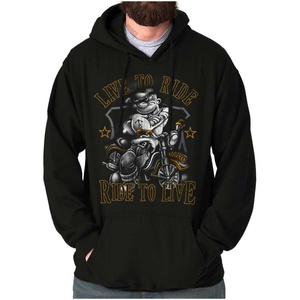 Brisco Brands Popeye Biker Live To Ride Cartoon Hoodie Sweatshirt Women Men(Black)