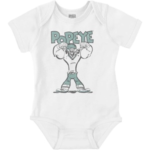 Brisco Brands Popeye Football Champion Athlete Baby Romper Boys or Girls(White)
