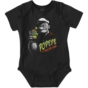 Brisco Brands Popeye Halloween Spinach Monster Baby Romper Boys or Girls(Black)