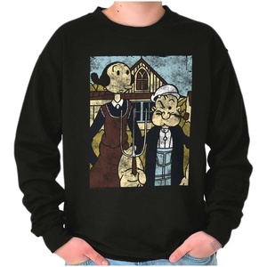 Brisco Brands Popeye Olive Oyl American Modern Art Sweatshirt for Men or Women(Black)