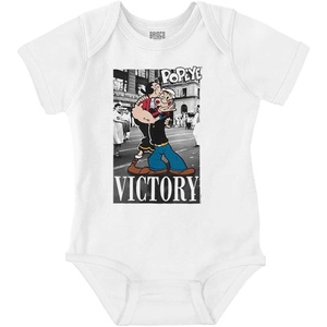 Brisco Brands Popeye Sailor Kiss Victory Photo Baby Romper Boys or Girls(White)