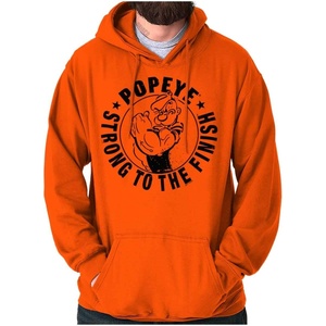 Brisco Brands Popeye Strong To The Finish Flexing Hoodie Sweatshirt Women Men(Orange)