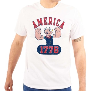 Brisco Brands Popeye The Sailor Man America 1776 Graphic T Shirt Men or Women(White)