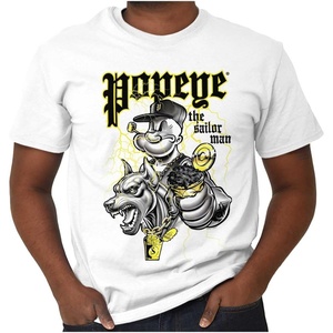 Brisco Brands Popeye Urban Spinach Dog Lover Graphic T Shirt Men or Women(White)