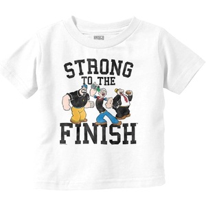 Brisco Brands Popeye and Crew Strong to The Finish Toddler Boy Girl T Shirt(White)