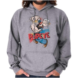 Brisco Brands Popeye the Sailor Retro Cartoon Comic Hoodie Sweatshirt Women Men(Sport Grey)