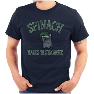 Brisco Brands Spinach Makes Ya Stronger Popeye Graphic T Shirt Men or Women(Navy)