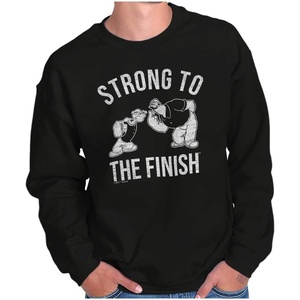 Brisco Brands Strong To The Finish Popeye Bluto Men’s Crewneck Sweatshirt(Black)